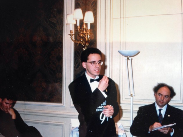 "Chartier in action during one of the oral tests at the Grand Prix Sopexa in Paris in 1994, with on his right, who search his every move, the French sommelier and chef, the late Patrick Pagès, who was one of his mentors. "